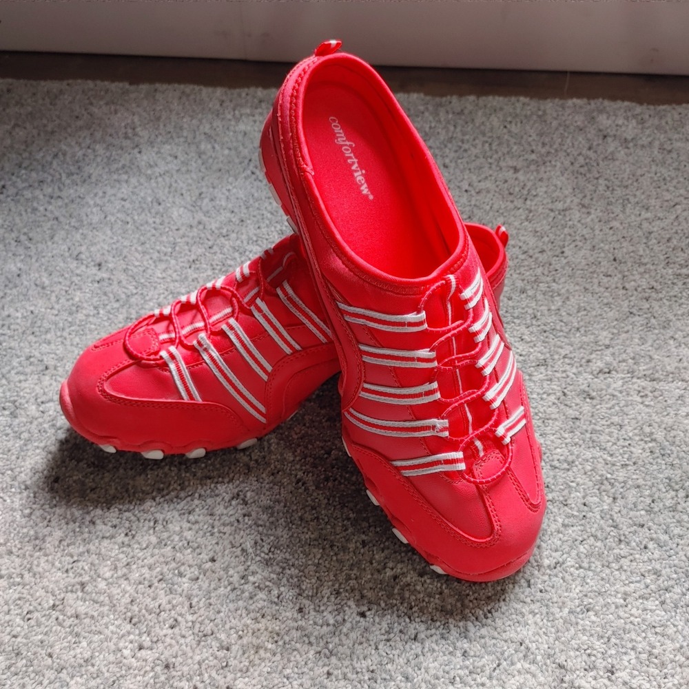 Comfortview Trina Red Bungee Slip On Athletic Mules Sneakers Womens 12WW
